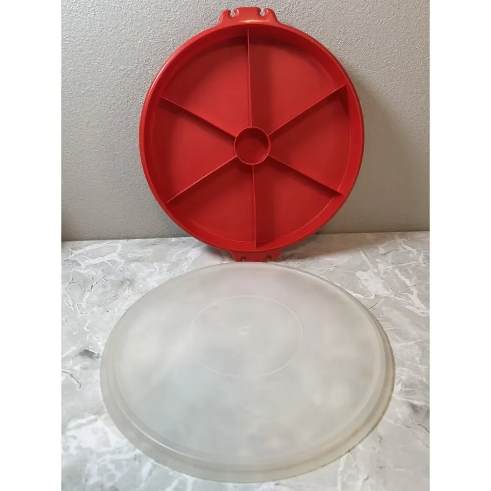 Tupperware‎ Tray 6 Section 405-1 With Tupper Seal Lid 224-2 Red Millionaire Line